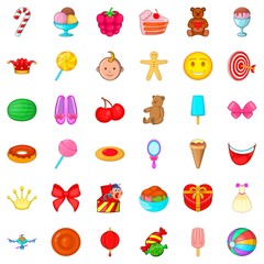 Fototapeta premium Cake icons set, cartoon style