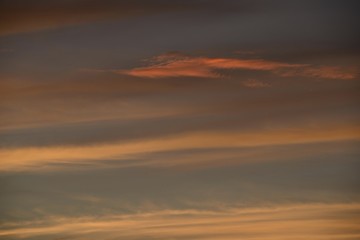 Autumn sky, U.K.  Telephoto image of an abstract sunset.