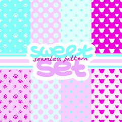 Bicolor patterns set. sweet set. simple seamless pattern. wrapping paper