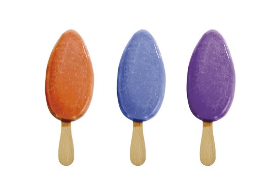 Popsicles, ice lollies or ice pops, various flavours