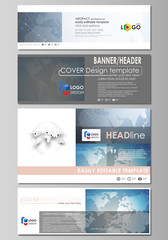 The minimalistic vector illustration of the editable layout of social media, email headers, banner design templates in popular formats. Scientific medical DNA research. Science or medical concept.