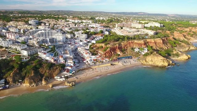 Aerial. Videography of drone, beaches Olhos de Agua. Albufeira