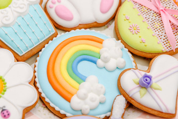 Beautiful glazed Easter cookies