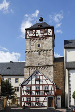 Zentturm tower, Bischofsheim an der Rhoen, Franconia, Bavaria, Germany, Europe