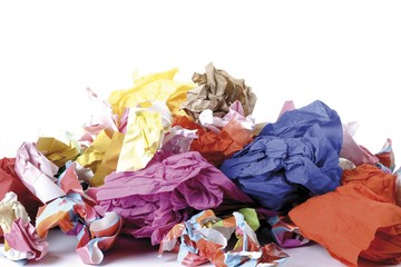 Crumpled-up different types of paper