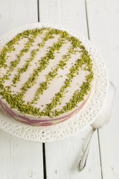 Rhubarb and quark mousse cake
