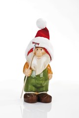 Garden gnome wearing Santa hat