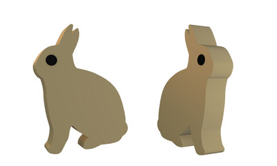 Häschen im Holzfiguren-Stil
