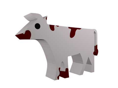 Kuh im Holzfiguren-Stil
