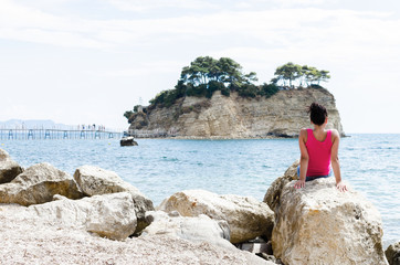 Woman watching Cameo Island