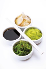 Various asian spices in bowls