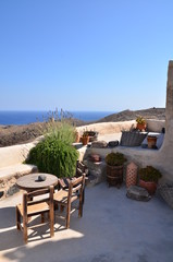 PYRGOS TERRASSE AMENAGE CYCLADES SANTORIN GRECE