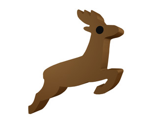 springender Hirsch im Holzfiguren-Stil