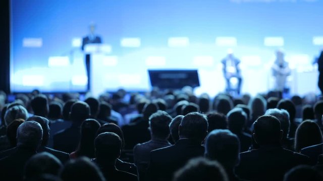 the speaker tells the speech at conference. Business People Seminar Conference Meeting Office Training Concept. Business and Entrepreneurship concept.