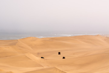 view on the sand dunes near swakopmund and walvis bay, seen in namibia, africa