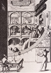 14th century print depicting Tycho Brahe, Ticon, Danish astronomer