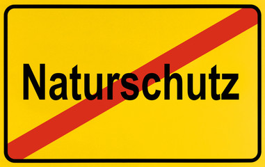 Obraz premium German city limits sign symbolising end of nature conservation