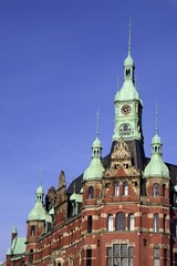 Obraz premium Speicherstadt Hamburg - historic office building of the Hamburger Hafen- und Lagerhaus AG - HHLA- harbour of Hamburg - Hamburg, Germany, Europe