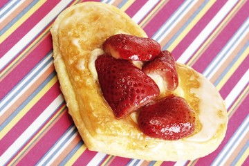 Heart-shaped strawberry pastry treat