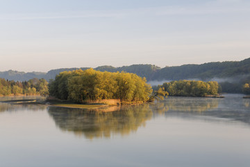 Inn river in Marktl, Upper Bavaria, Germany, Europe