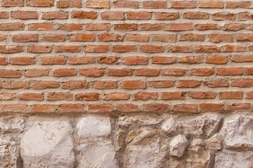 wall: brick and stone
