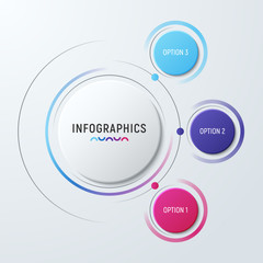 Vector circle chart infographic template for presentations, advertising, layouts, annual reports. 3 options, steps parts