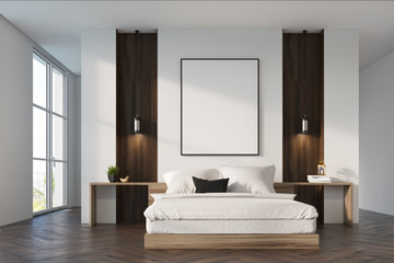 White and wooden bedroom interior