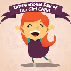 International Day of the Girl Child, 11 October. Happy girl conceptual illustration vector.