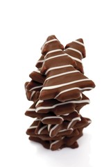Marzipan with chocolate icing in the shape of a fir tree