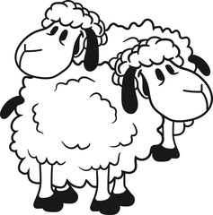 2 freunde team paar duo brüder glücklich lustig klein süß niedlich comic cartoon schaf ziege wolle bauer bock müde cool