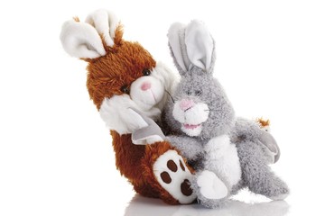 Two east bunny soft toys