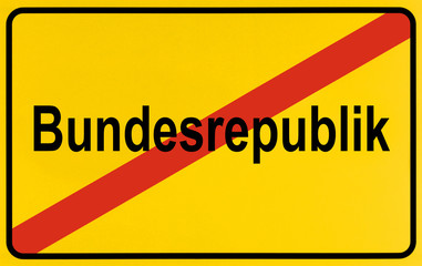 German city limits sign symbolising end of Federal Republic of Germany