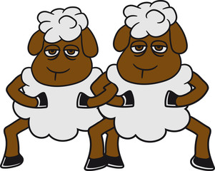 2 freunde team paar brüder traurig gelangweilt müde lamm baby lustig klein süß niedlich comic cartoon schaf ziege wolle bauer bock müde cool
