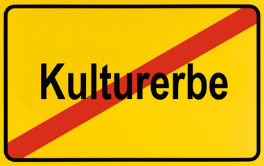 German city limits sign symbolising end of cultural heritage