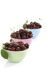 Sour cherries in bowls