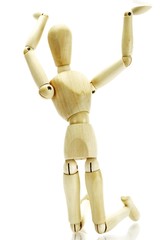 Kneeling wooden jointed figure