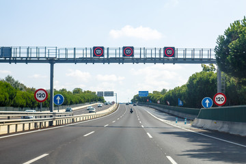 Empty freeway, you can travel at a speed of 120 km per hour.