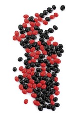 Red and black salmiak licorice candies