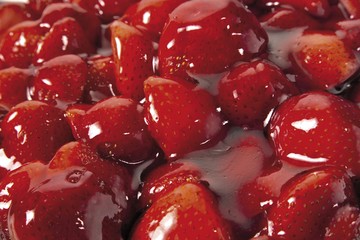 Strawberry cake, closeup