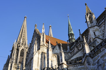 Fototapeta na wymiar St Peter cathedral, Regensburg, Upper Palatinate, Bavaria, Germany, Europe