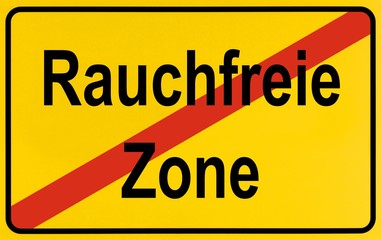 End of town sign, symbolic image for the end of No Smoking zones, Rauchfreie Zone