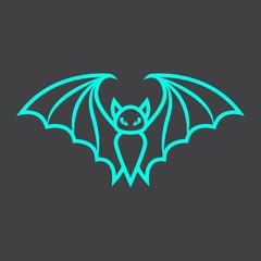 Bat line icon, halloween and scary, animal sign