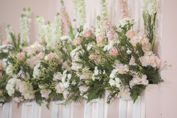 Fototapeta na wymiar White wedding flower and decoration.