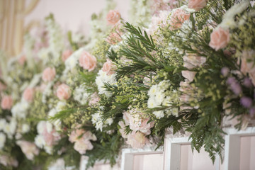 Fototapeta na wymiar White wedding flower and decoration.
