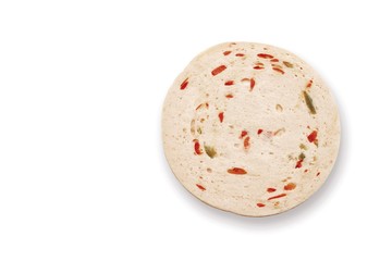 Single slice of Mortadella with peppers