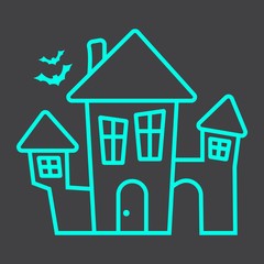 Scary House line icon, halloween and scary