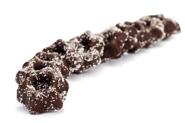 Coconut star candies coated in chocolate