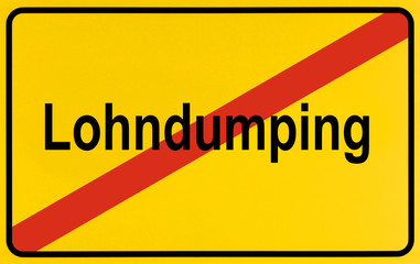 Obraz premium German city limits sign symbolising end of wage dumping