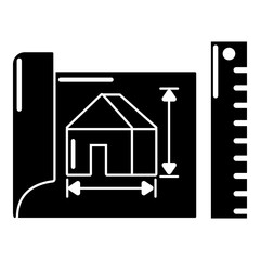 House plan icon, simple black style