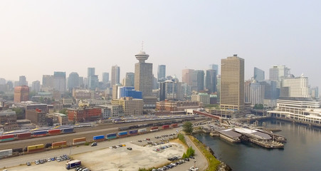 Vancouver aerial skyline near Canada Place